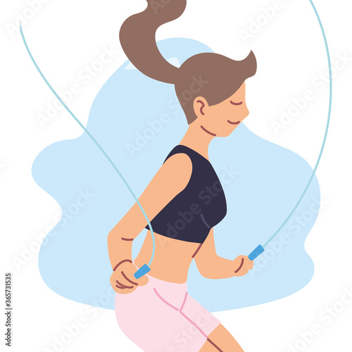 Isolated woman jumping vector design