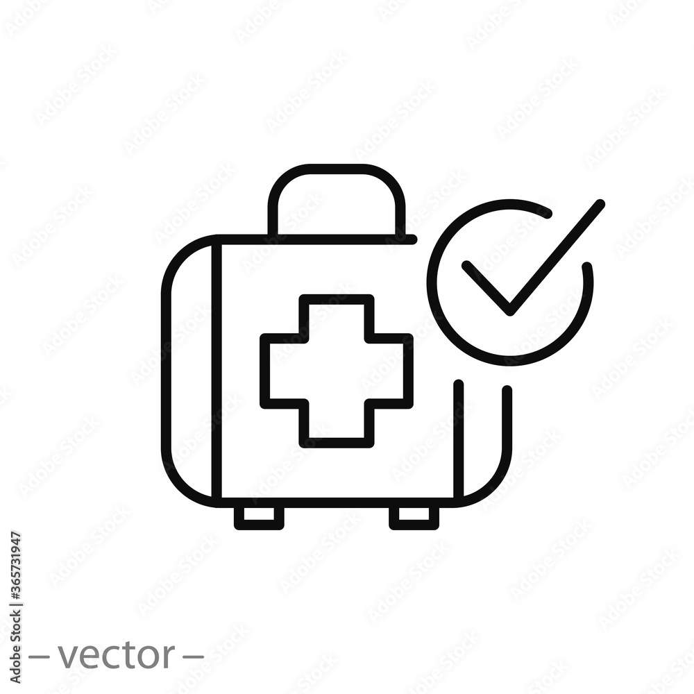 medical case icon, first aid in accident, rescue box, thin line web sign on white background - editable stroke vector illustration eps10 medical case icon, first aid in accident, rescue box, thin line web sign on white background - editable stroke vector illustration eps10