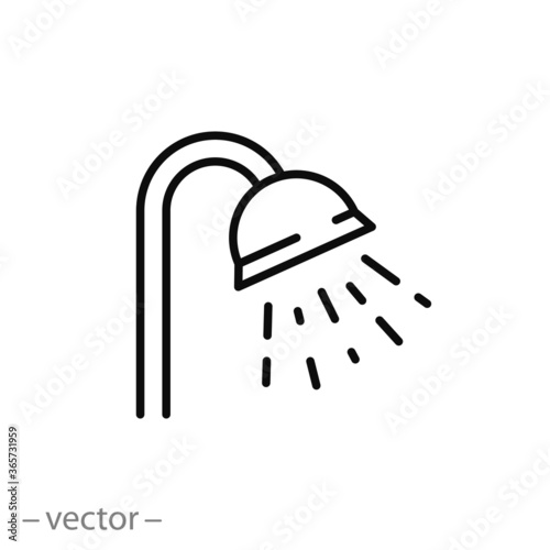 shower icon, bath room, thin line web sign on white background - editable stroke vector illustration eps10