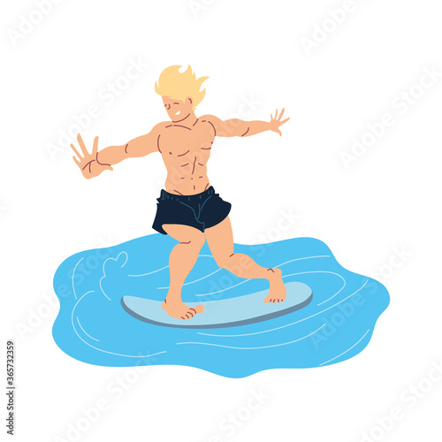 Isolated man surfing on water vector design