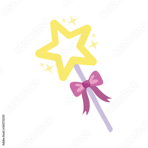 magic wand with star hand draw style icon