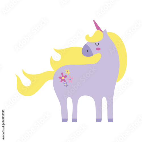 cute unicorn with floral tatto hand draw style icon