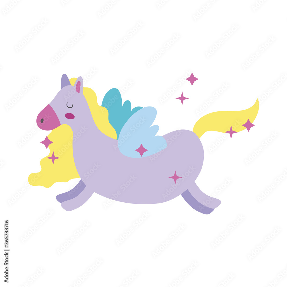 cute unicorn with stars magic horse hand draw style icon