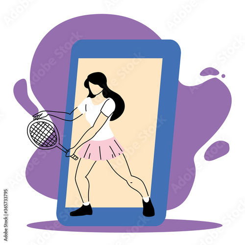 woman doing sports in a mobile phone application