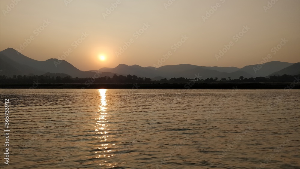 sunset over the lake