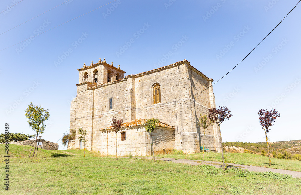 San Pedro de Antioquia parish church in Modubar de San Cibrian, province of Burgos, Castile and Leon, Spain