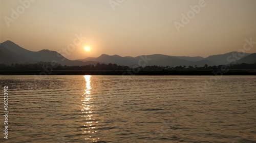 sunset over the lake