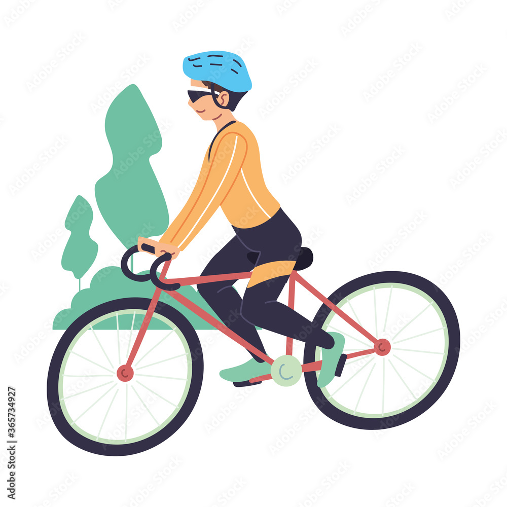 Fototapeta premium Man riding bike at park vector design