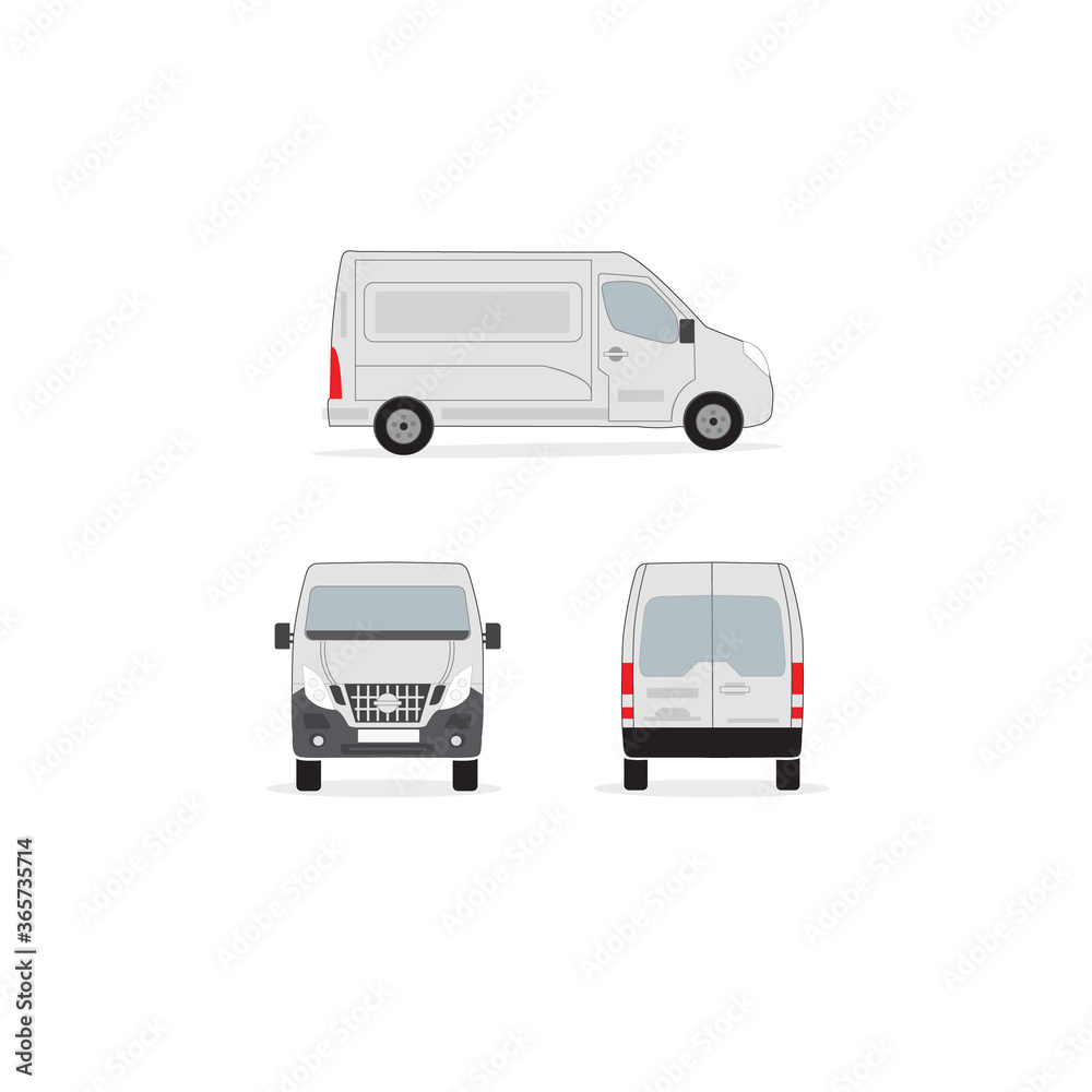 Vector illustration set of Vehicles Cargo Truck and Van.