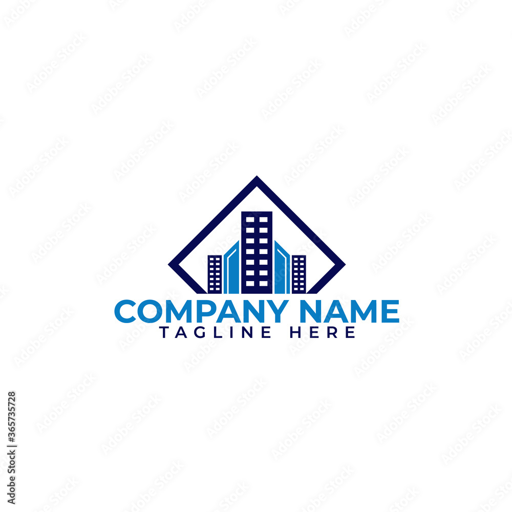Logo template real estate, apartment, house, rental, business. City building skyline house apartment vector logo design template