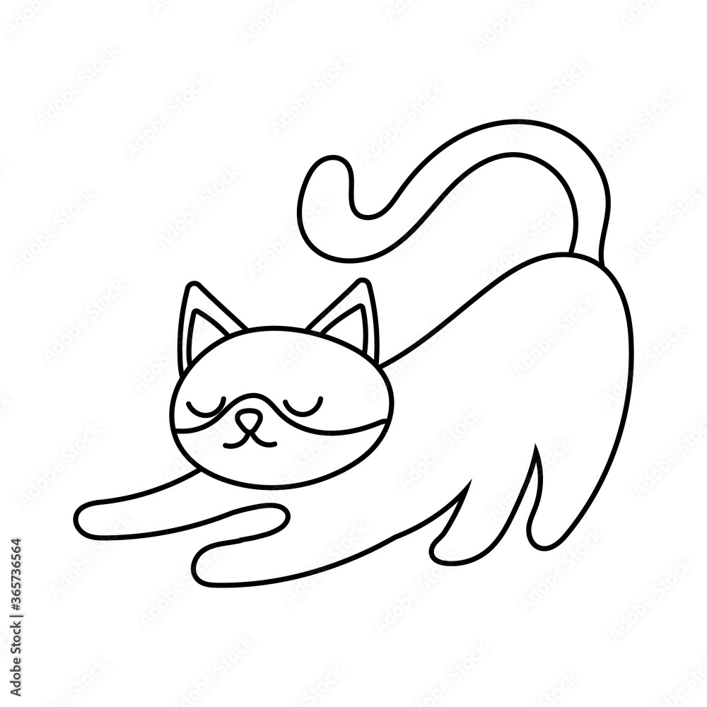 Naklejka premium cute little cat pet line style icon