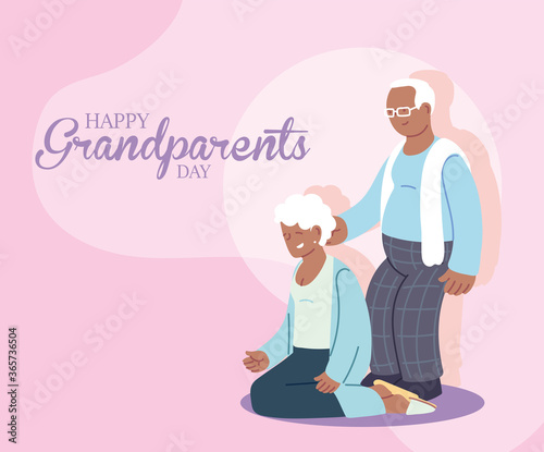 Grandmother and grandfather of happy grandparents day vector design