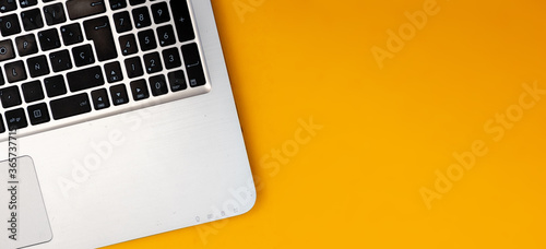 Layout of computer, for doing online work and e-learning. With copy space for text