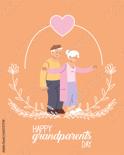 Grandmother and grandfather of happy grandparents day vector design