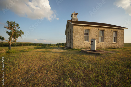 old school house in the open prairies of Kansas