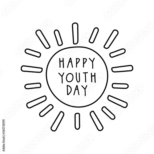 happy youth day lettering with burst line style
