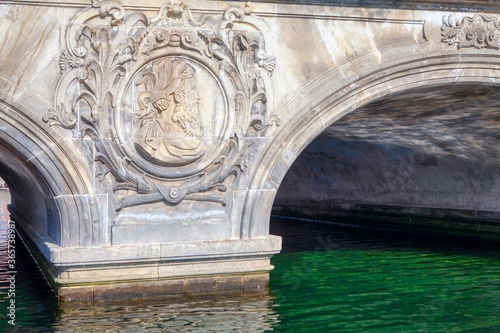  Marble Bridge Over Water Canal in Copenhagen . Marmorbroen architecture details  photo