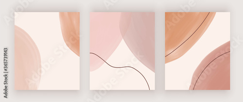 Abstract mid century design backgrounds with watercolor shapes

