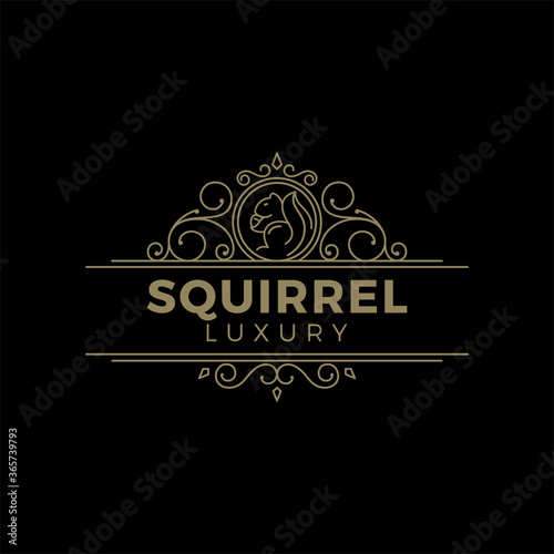 illustration logo vector graphics of squirrel in a luxury line style, good for furniture logos or animal logos