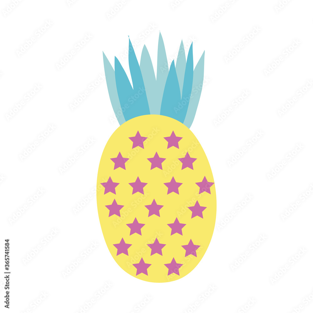 sweet pineapple with stars hand draw style icon sweet pineapple with stars hand draw style icon