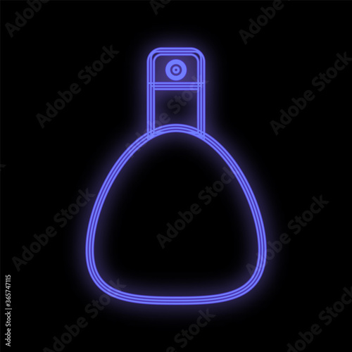 perfumed spray for the body, neck, erogenous points. blue bottle of neon color on a black background. icon for perfume shop, perfumers. environmentally friendly product. vector illustration