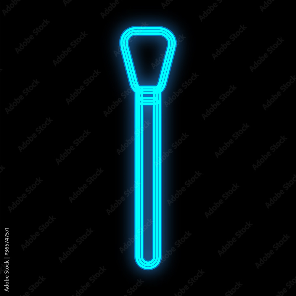 blue neon brush on a black background for applying masks. comfortable plastic brush with a flat end for applying clay, cream textures to the skin. care cosmetics. beautician tool. vector illustration blue neon brush on a black background for applying masks. comfortable plastic brush with a flat end for applying clay, cream textures to the skin. care cosmetics. beautician tool. vector illustration