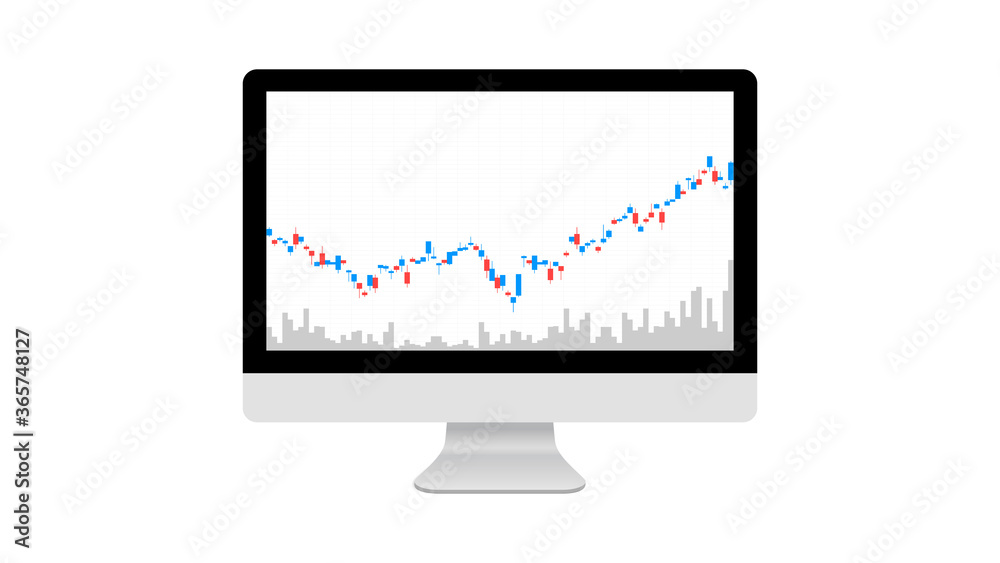 Trading chart displayed on computer screen (white background)