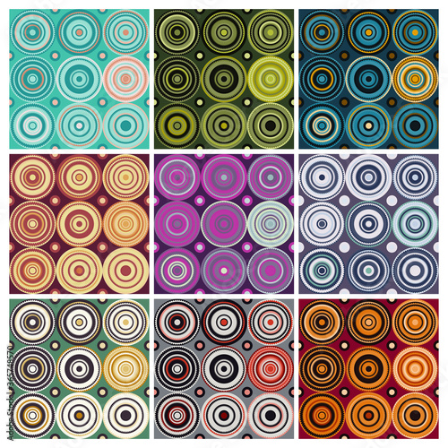 Abstract geometrical mexican circle seamless pattern with modern colour combinations. Modern ethnic  minimalist  suitable for wallpapers  fabric pattern  banners  backgrounds  cards  book etc.