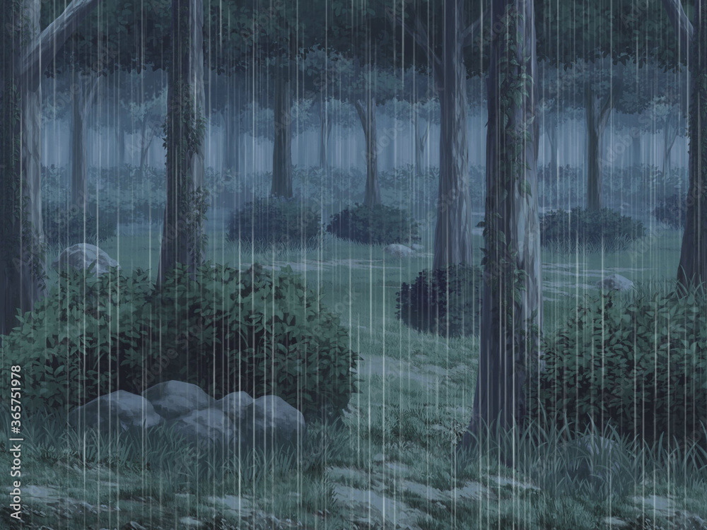 森中雨 Stock イラスト Adobe Stock