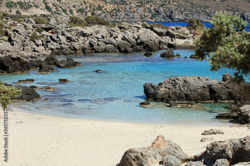 Amazing blue lagoon kedrodasos beach creta island red sand cost clear waters modern background high quality prints photo