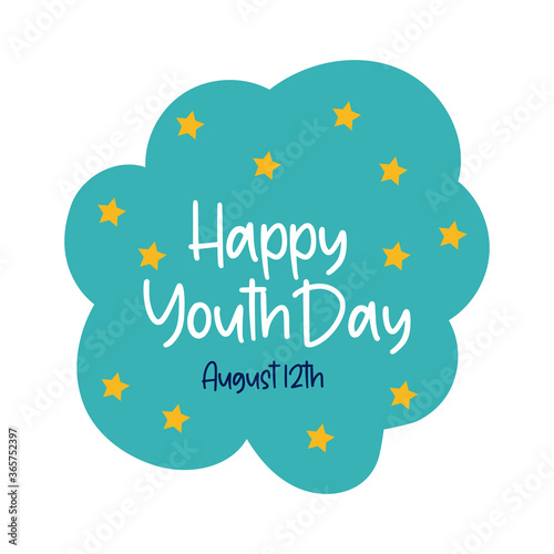 happy youth day in cloud flat style