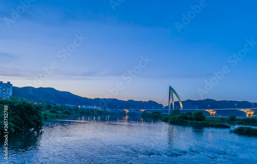 Kumgang river at sunset © aminkorea