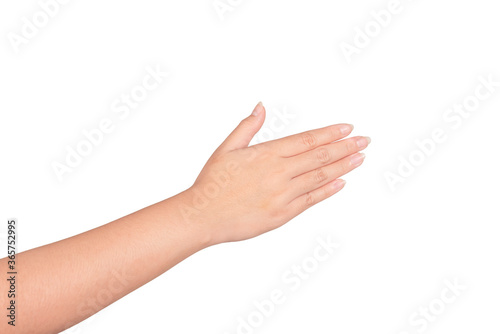  Young Female hand gesturing  isolated on white background