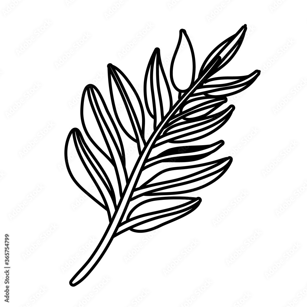 branch with leafs botanical line style icon