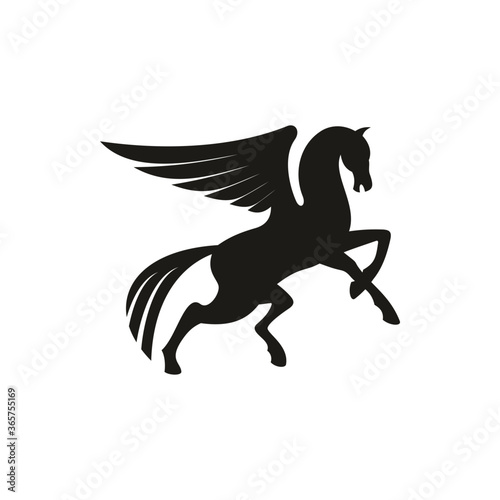 Obraz na plátně Winged horse silhouette isolated pegasus silhouette