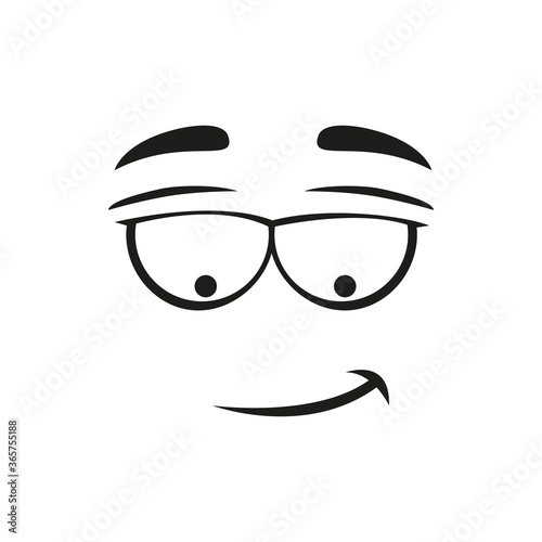 Irritatingly smug smirk smile emoticon expression. Vector positive emoticon expression, smiley character