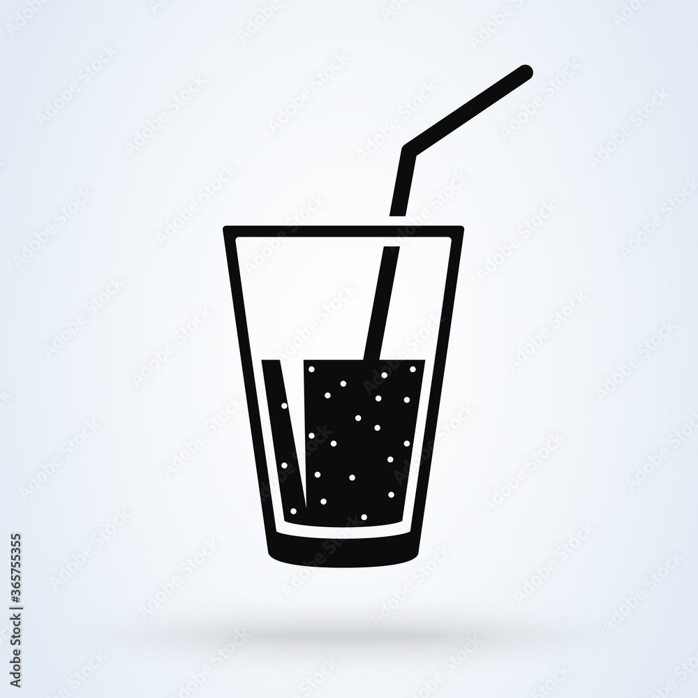 water glass straw. vector Simple modern icon design illustration. water glass straw. vector Simple modern icon design illustration.