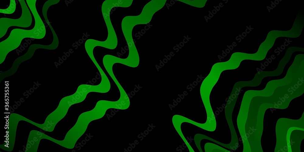 Dark Green vector background with lines. Colorful illustration in abstract style with bent lines. Best design for your ad, poster, banner.