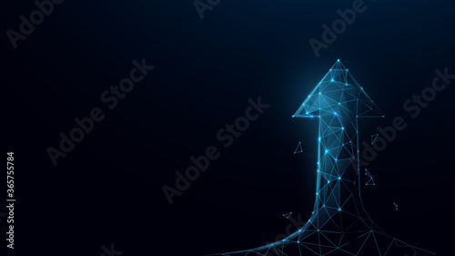 Growing Graph Icon From Lines, Triangles, Particle, Low Poly and Wireframe Design. Vector Illustration
