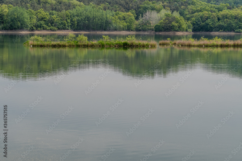 Small islands in middle of lake