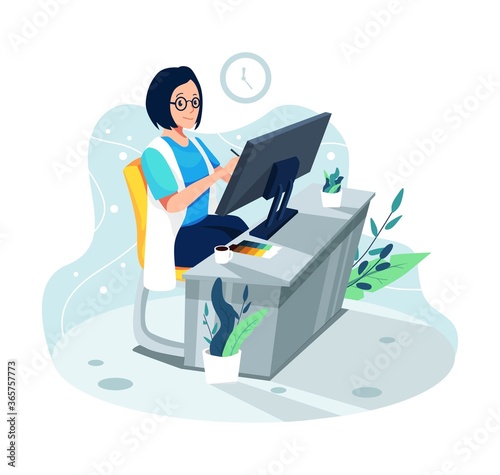 Graphic designer girl illustration