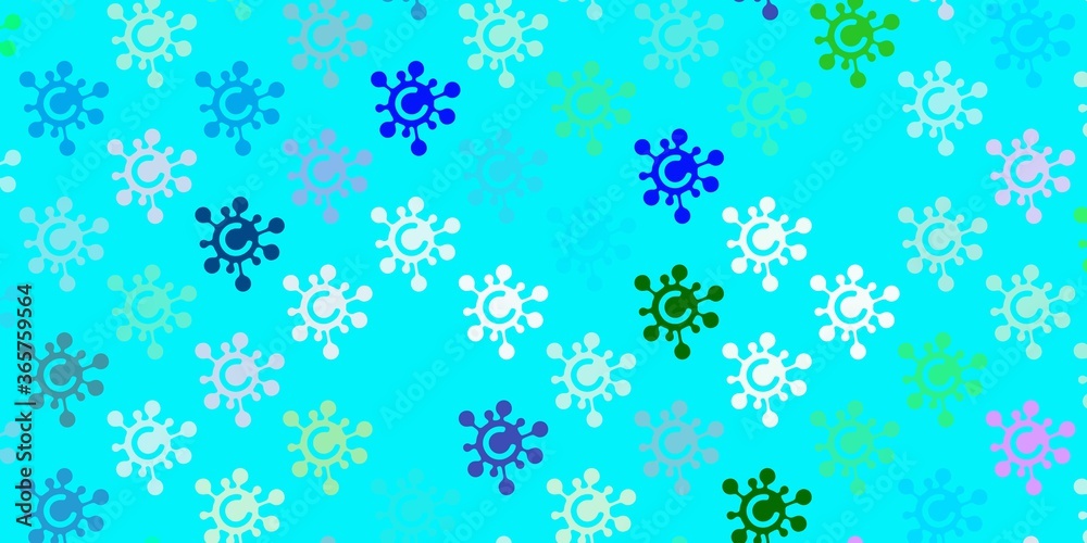 Light Blue, Green vector backdrop with virus symbols. Light Blue, Green vector backdrop with virus symbols.