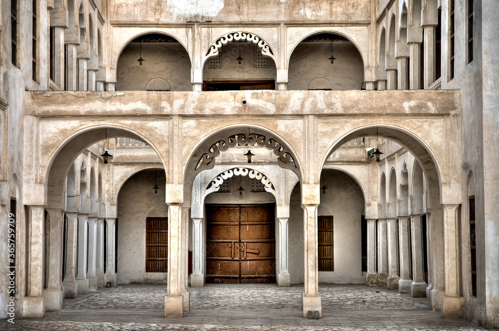 An interior building of an old historic Arab educational school