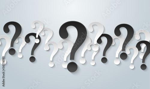 Question mark on white background. paper art style. vector.