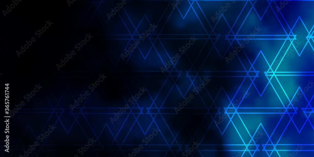 Dark BLUE vector backdrop with lines, triangles. Illustration with set of colorful triangles. Best design for posters, banners.