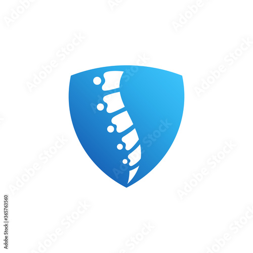Shield and backbone logo concept, Orthopedics medical logo template