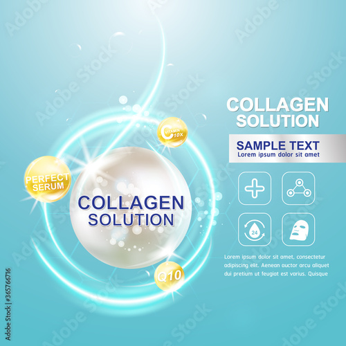 Collagen Serum and Vitamin Background Concept Skin Care Cosmetic.