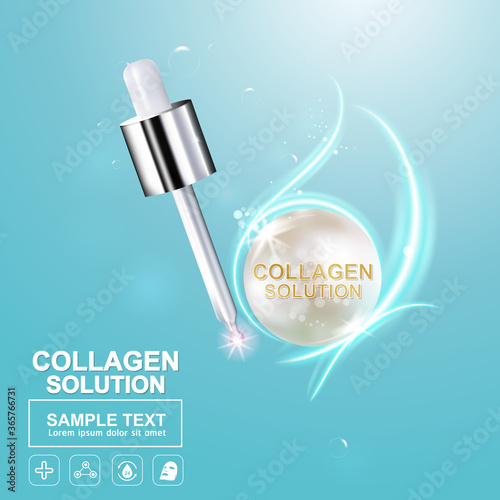 Collagen Serum and Vitamin Background Concept Skin Care Cosmetic.