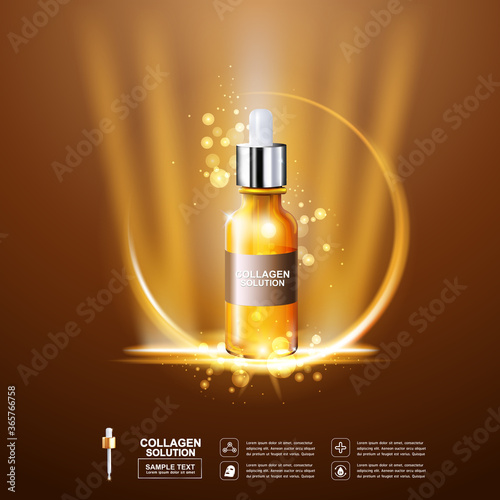 Collagen Serum and Vitamin Background Concept Skin Care Cosmetic.