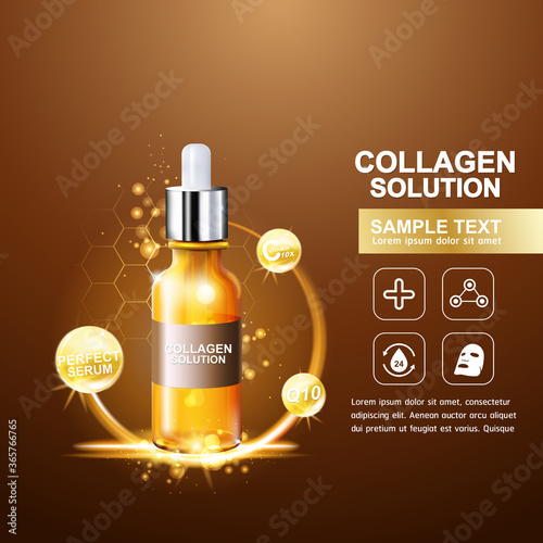 Collagen Serum and Vitamin Background Concept Skin Care Cosmetic.